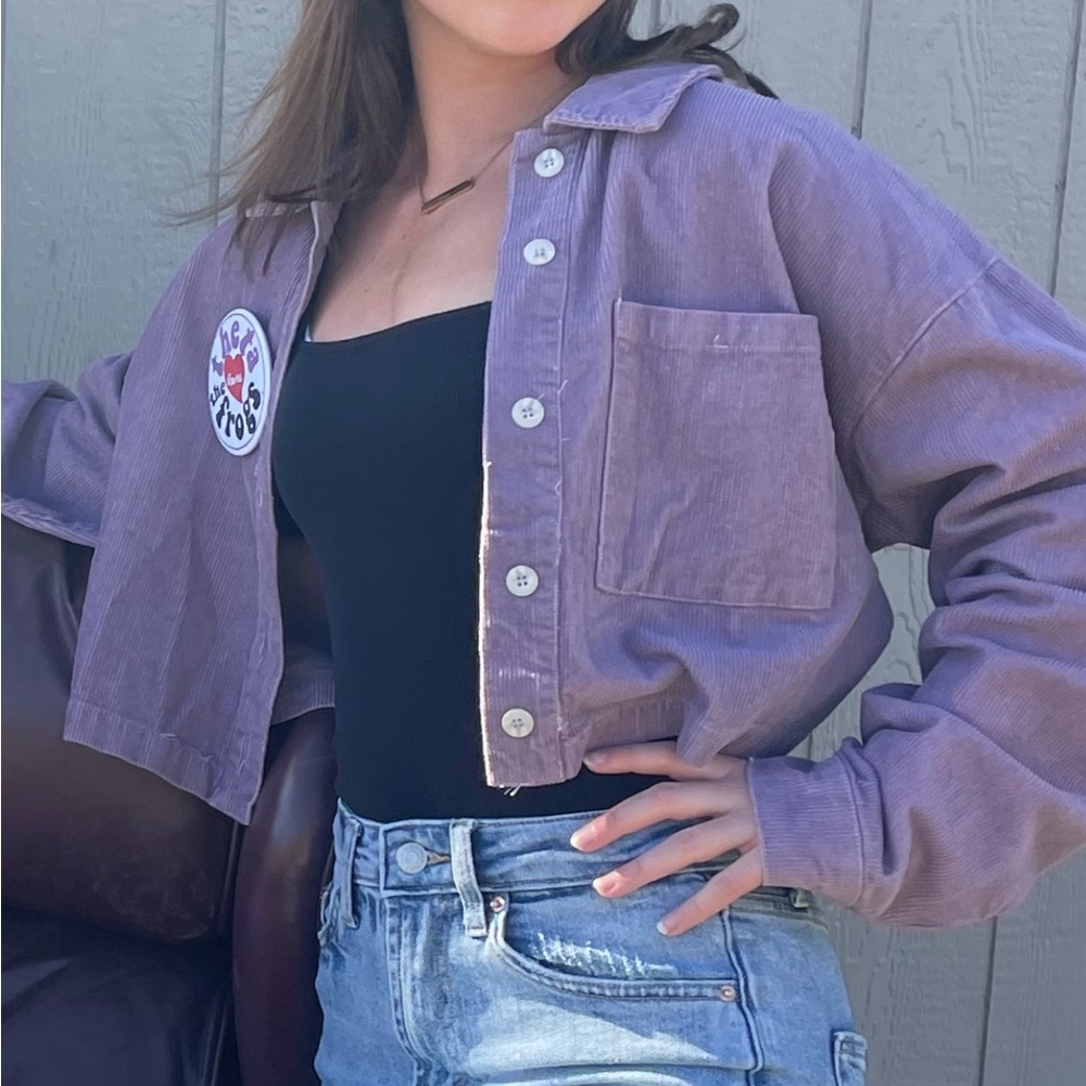 Purple Cropped Corduroy Jacket